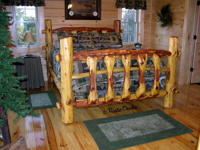 handmade, rustic, knob bed, cedar furniture, lodge, log cabin